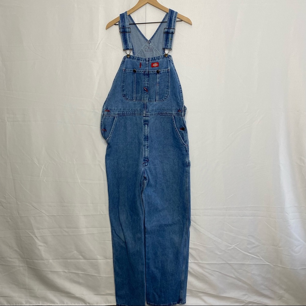 Dickies Men's Vintage Stone Washed Indigo Denim Blue Overall 34 x 34 - Picture 3 of 13